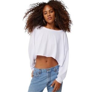Urban Outfitters white long sleeve cropped shirt